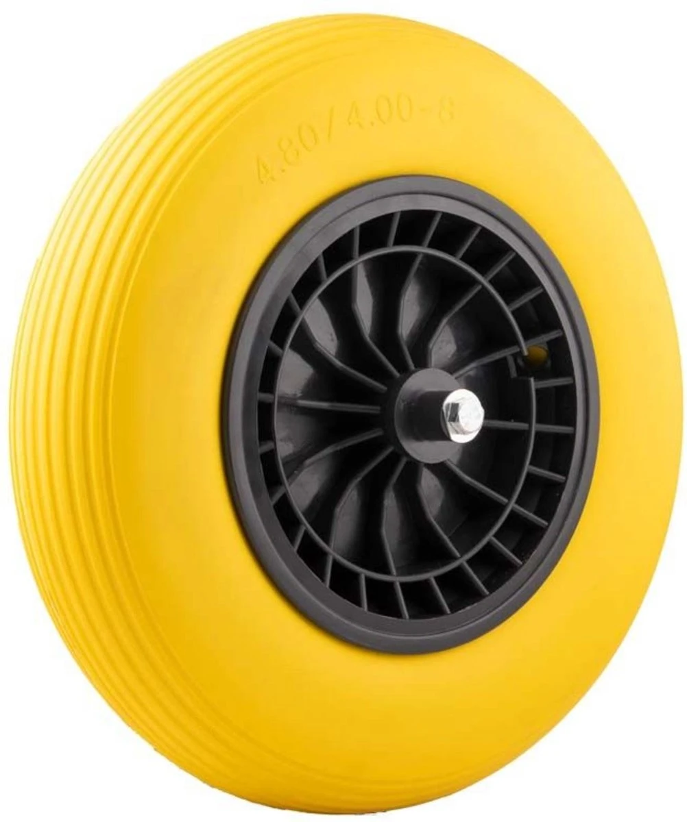 Merkloos Anti Lek Kruiwagenwiel 4.80/4.00-8 | Met As | Geel