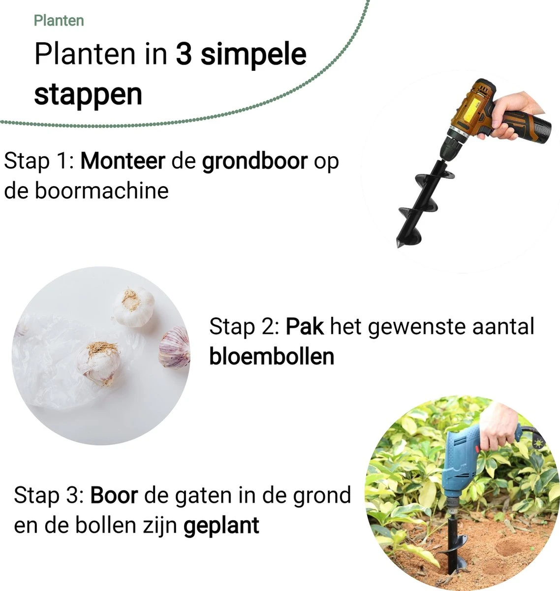 MaatWorkz - Grondboor - 25 CM - Boormachine - Bollenplanter - Moestuin - Palenboor - Boor - Tuin - Afbeelding 7