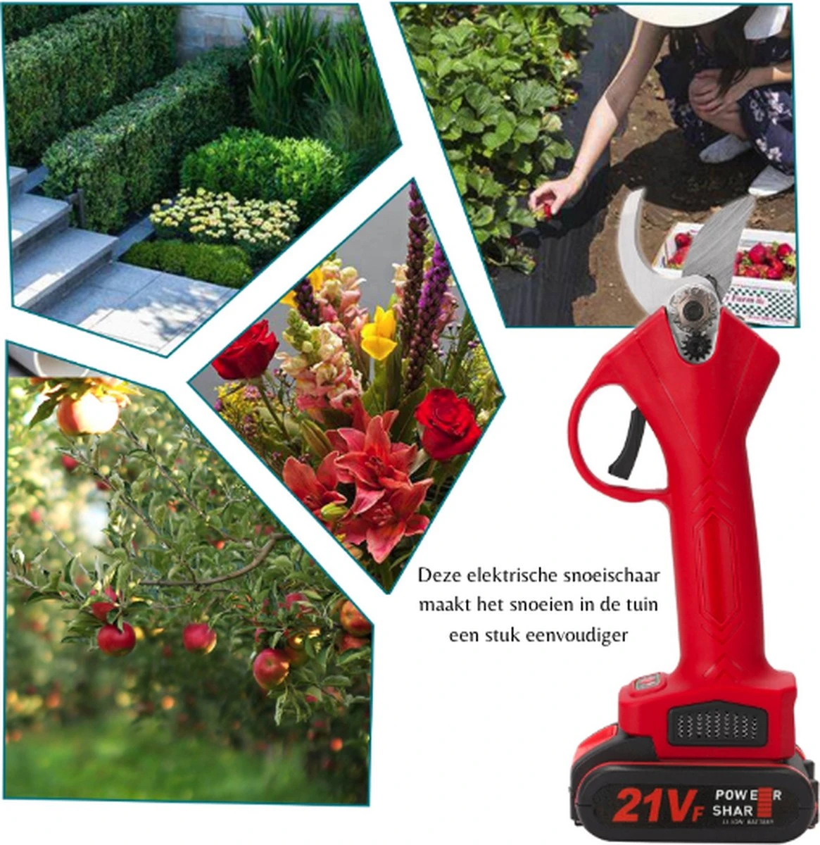 Elektrische Snoeischaar - Accu Snoeischaar - 2 Accu's - Professioneel - Tuinschaar - Afbeelding 9