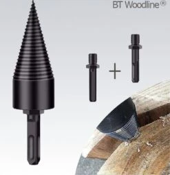 BT Woodline® | Houtklover Inclusief Opbergkoker | Houtsplijter | Houtkloof | Houtsplitter | Houtkloofboor | Kegelsplijter | Houtkliever | Aanmaakhout | Geschikt Voor Accutol, Schroeftol, Boormachine En Kloofmachines