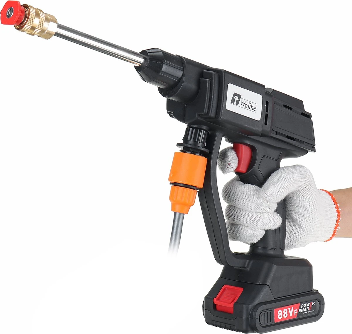 Merkloos Elektrische Accu-Hogedrukreiniger - 20Bar - Multifunctioneel Mondstuk - Draagbaar Oplaadbaar Snoerloos - Reinigingsspuitpistool - Met Rijke Accessoires - Voor Makita 18V-batterij - Voor Auto, Tuin, Terras, Raam (Zwart) - Afbeelding 3