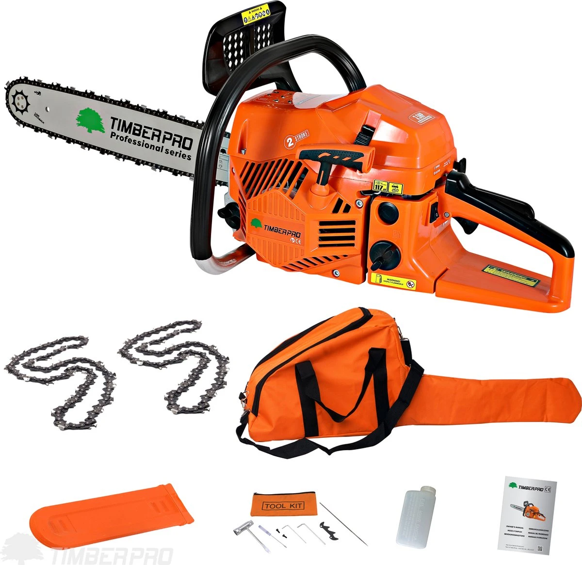 TIMBERPRO - Kettingzaag – Benzine - 62 Cc - Zwaardlengte 50 Cm - Transportzak - 2e Ketting - Afbeelding 4