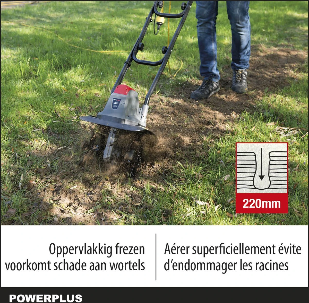 Powerplus POWEG7010 Tuinfrees - 1050W - Werkbreedte 320mm - Werkdiepte Max. 220mm - Incl. 4 Messen - Afbeelding 3