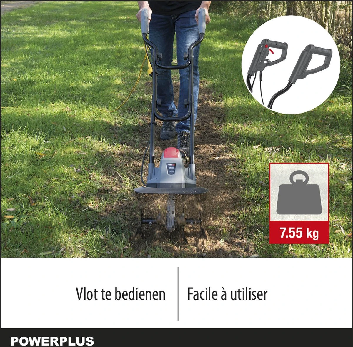Powerplus POWEG7010 Tuinfrees - 1050W - Werkbreedte 320mm - Werkdiepte Max. 220mm - Incl. 4 Messen - Afbeelding 6