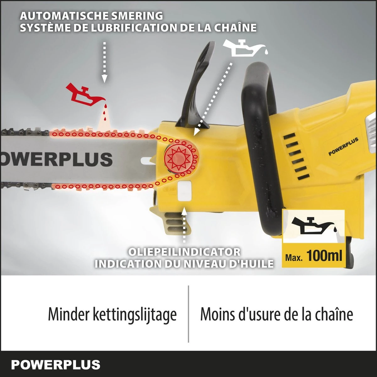 Powerplus POWXG1032 Elektrische Kettingzaag - 900W - Zwaardlengte 300mm - Automatische Kettingsmering - Incl. 1x Ketting En 1x Zwaard - Afbeelding 5
