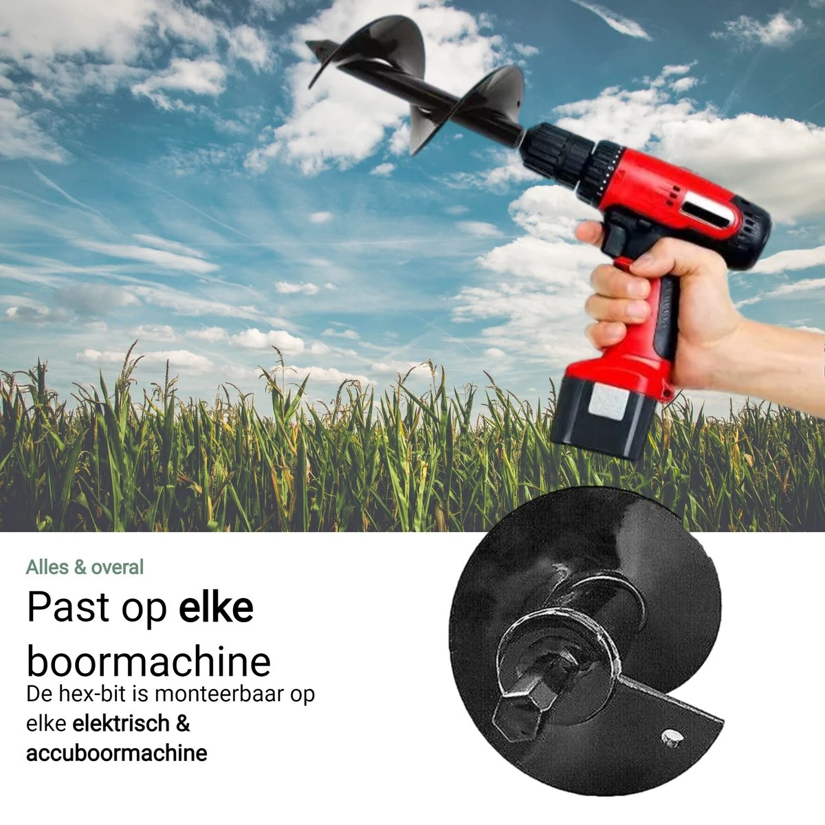 MaatWorkz - Grondboor - 25 CM - Boormachine - Bollenplanter - Moestuin - Palenboor - Boor - Tuin - Afbeelding 6