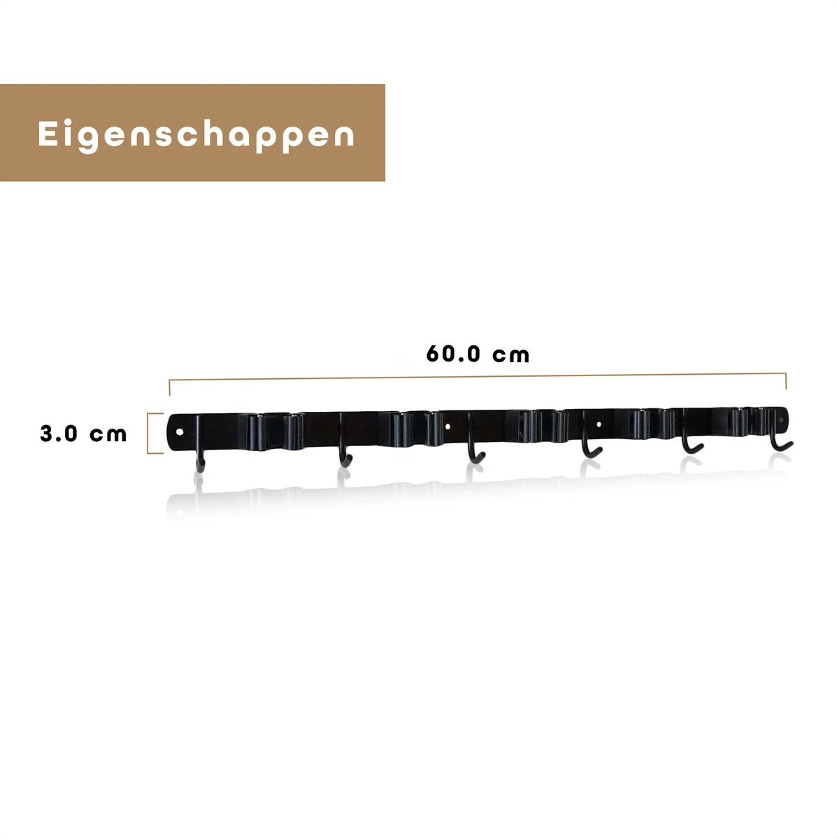 Bezem Ophangsysteem – Bezemhouder – Tuingereedschap – RVS – 5 Houders – 6 Haken - BAULK® - Afbeelding 4