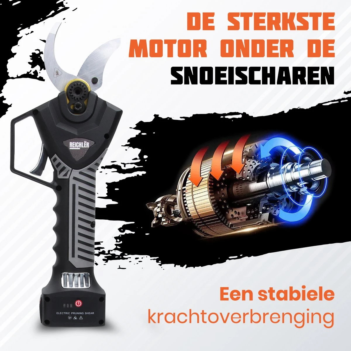Reichlër® Elektrische Snoeischaar - 40 Mm Snijdiameter - 2x Accu - Anti-cut Functie - Heggenschaar - Takkenschaar - Zwart - Afbeelding 7