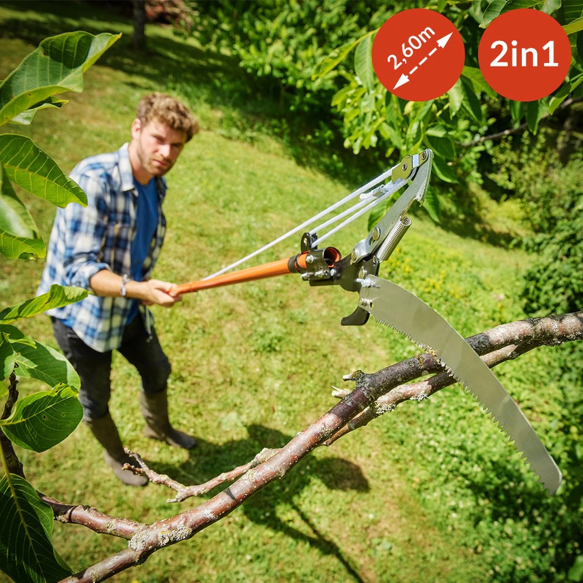 Gardebruk Takkenzaag Telescopisch - 2in1 Zaag & Snoeischaar - Oranje - Afbeelding 6