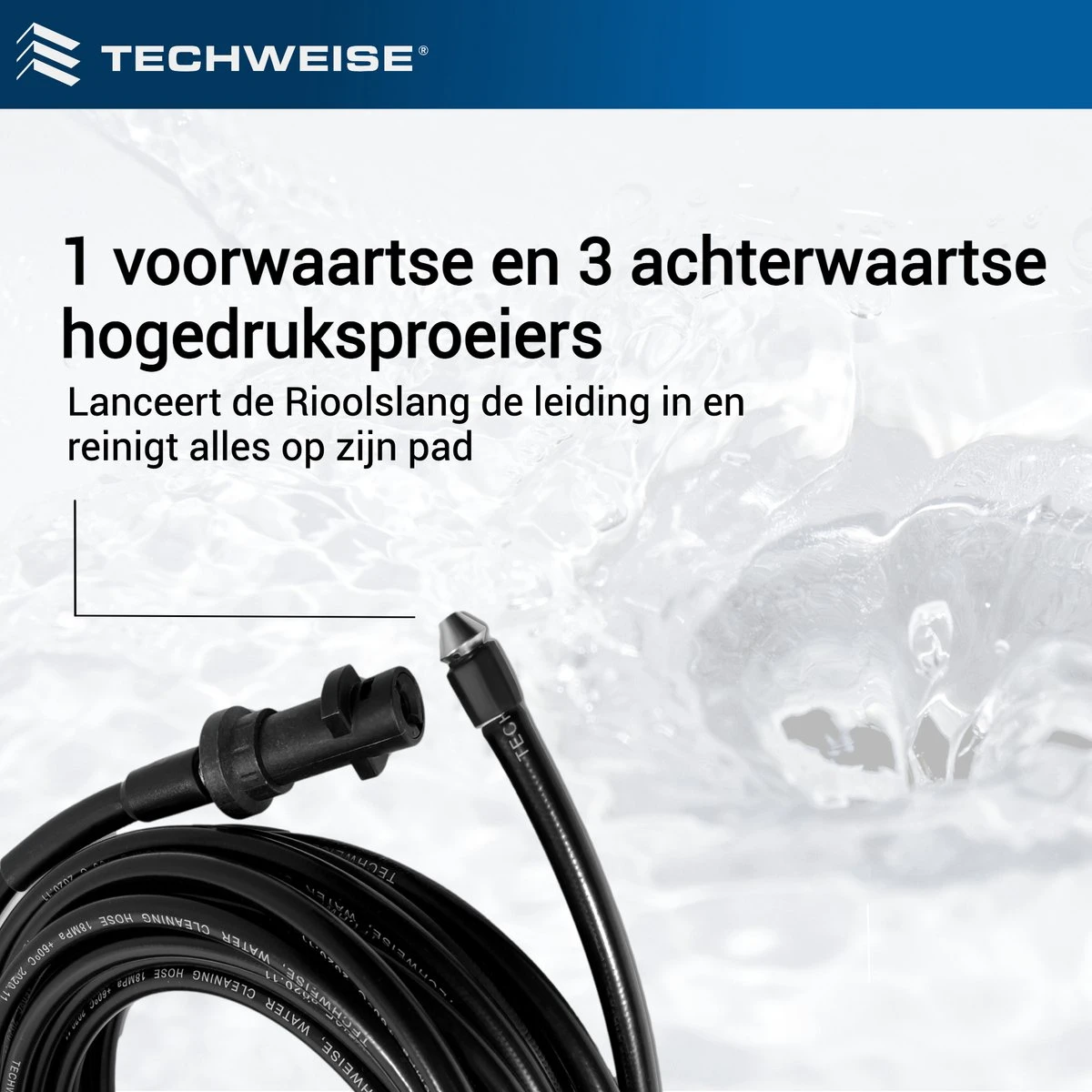Techweise - Rioolslang Voor Kärcher K2 T/m K7 - 15M - Met Voorwaartse Hogedruksproeiers - Afbeelding 9