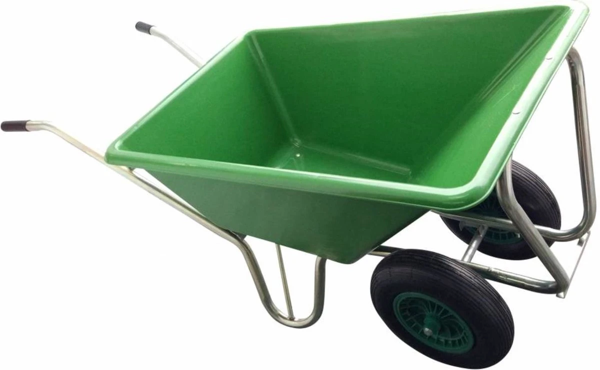 Kruiwagen Met Dubbel Luchtwiel Stal Eco Groen 160 Liter - Afbeelding 7