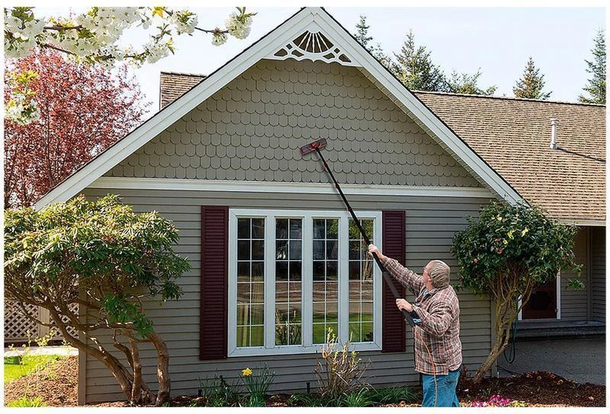 HIGHWALL Telescoopsteel Met Borstel - Glazenwassersset - Tot 4,6m Uitschuifbaar - Met Zeepdispenser - Afbeelding 4