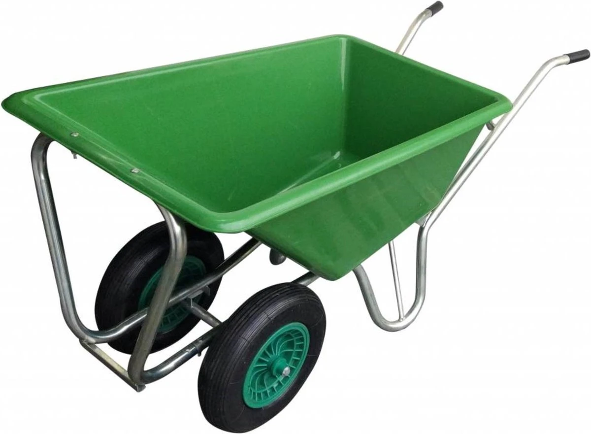 Kruiwagen Met Dubbel Luchtwiel Stal Eco Groen 160 Liter - Afbeelding 2